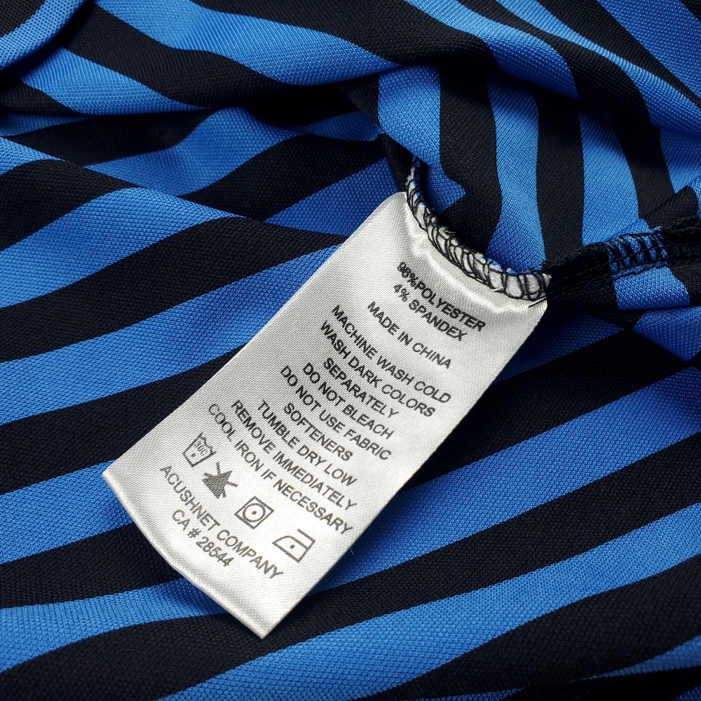 FootJoy FJ Polo Shirt Mens XL Golf Performance Blue Black Striped Athletic - Picture 9 of 10